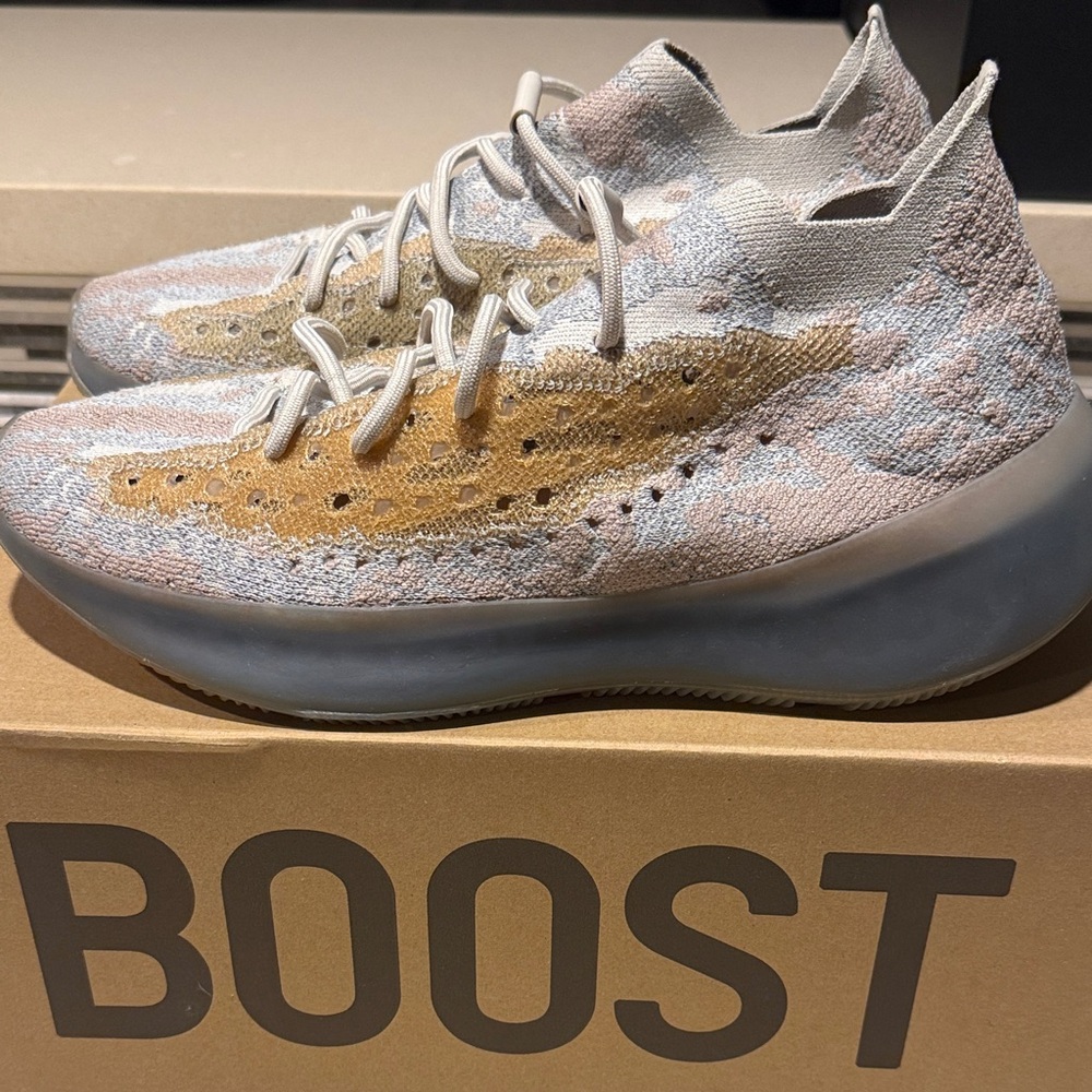 Yeezy Adidas Boost Sneakers in Tan and Gray